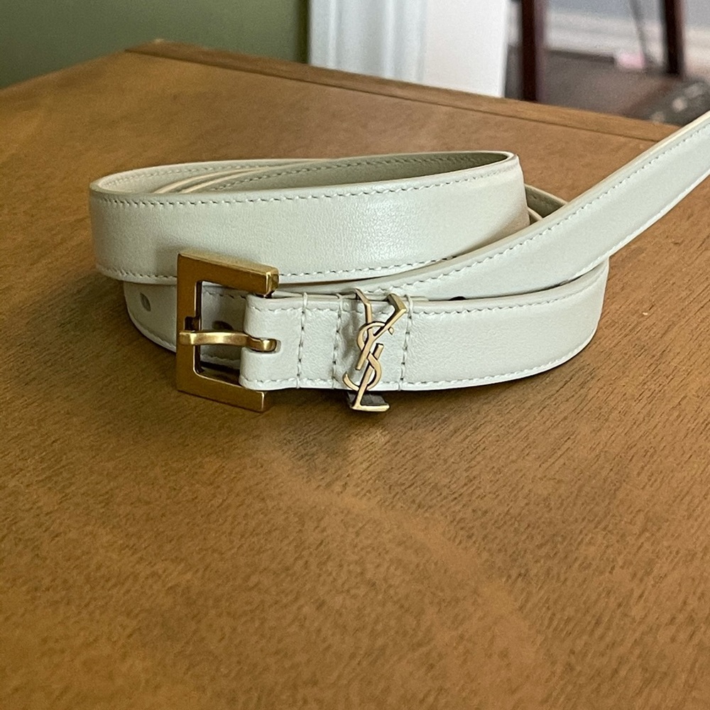 Saint Laurent Monogram Ivory YSL Logo Belt - Picture 3 of 14